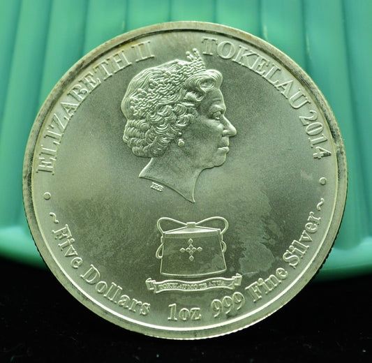 2014 Tokelau $5 Year of the Horse BU -1 Troy Oz .999 Silver