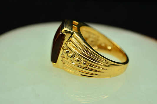 Vermeil 925 Sterling Silver Tiger's Eye Solitaire Ring Band Size 6.75