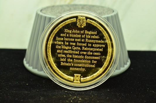 925 Silver Franklin Mint Art Round History Of Mankind Magna Carta Limits Power