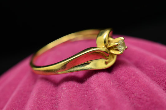 10K Yellow Gold Round Diamond Solitaire Ring Band 0.07 Carats Size 7.75