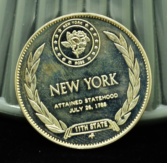 925 Silver Franklin Mint Art Round State of New York