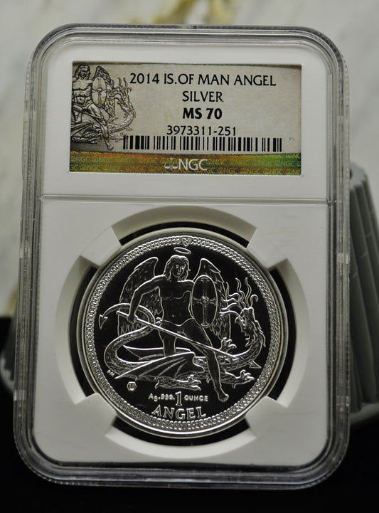 2014 Isle Of Man Angel 1 oz Silver NGC MS70