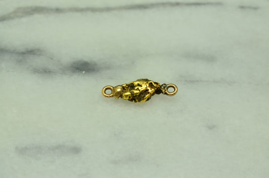 20K Yellow Gold natural gold nugget w/ jump rings 1.3 grams 18mm X 6mm X 4mm