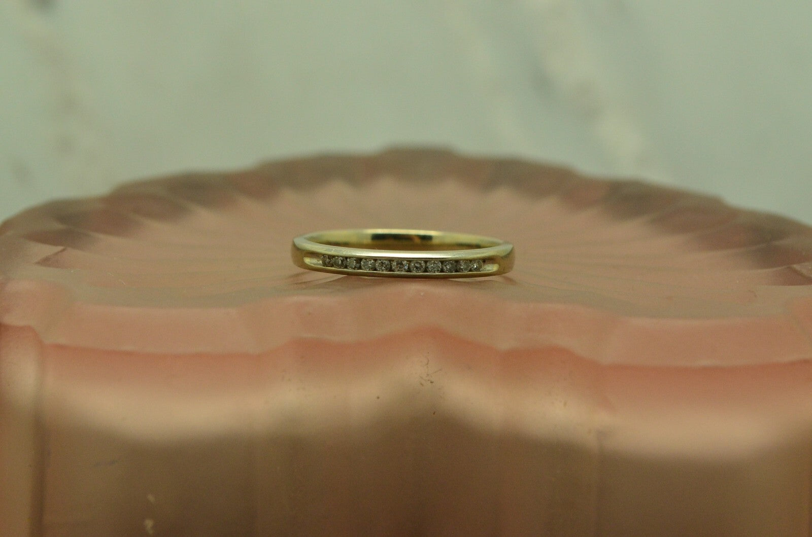 10K White Gold dark 11 stone diamond anniversary ring band 0.22 tcw size 6.5