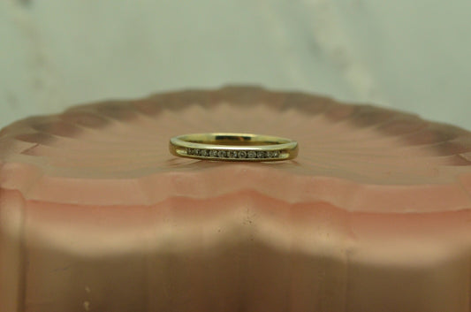 10K White Gold dark 11 stone diamond anniversary ring band 0.22 tcw size 6.5