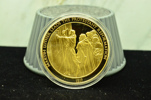 925 Silver Franklin Mint Art Round History Of Mankind Martin Luther Reformation