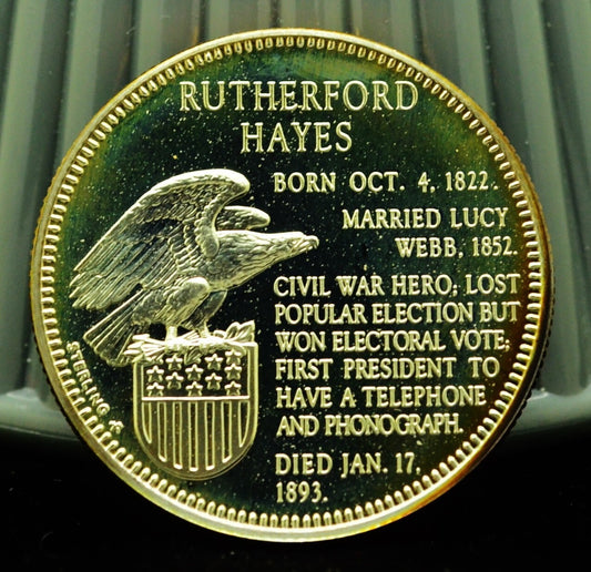 925 Silver Franklin Mint Art Round Presidential Treasury Rutherford Hayes