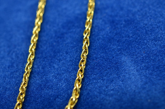 24" 14K Yellow Gold Wheat Chain Necklace 1.2mm 4.3 grams