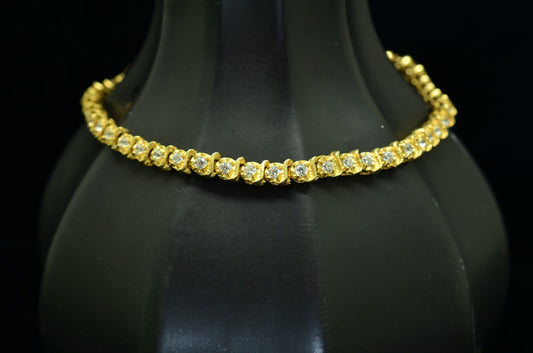 7.5" 14K Yellow Gold Cubic Zirconia Tennis Bracelet 4mm 8.5 grams