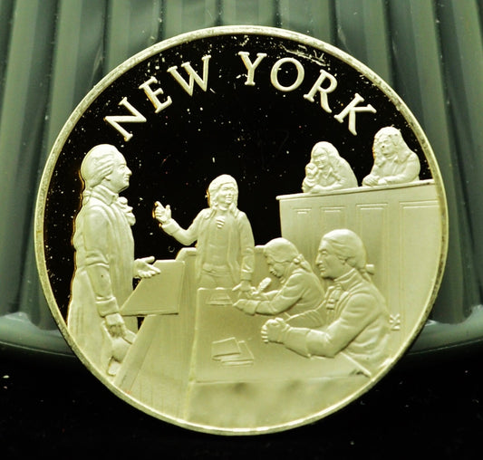 925 Silver Franklin Mint Art Round State of New York