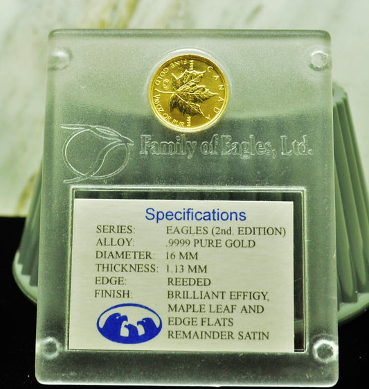 1998 Canada $5 Gold Maple Leaf w/ Privy Mark 2nd Edition & COA 1/10 oz Gold