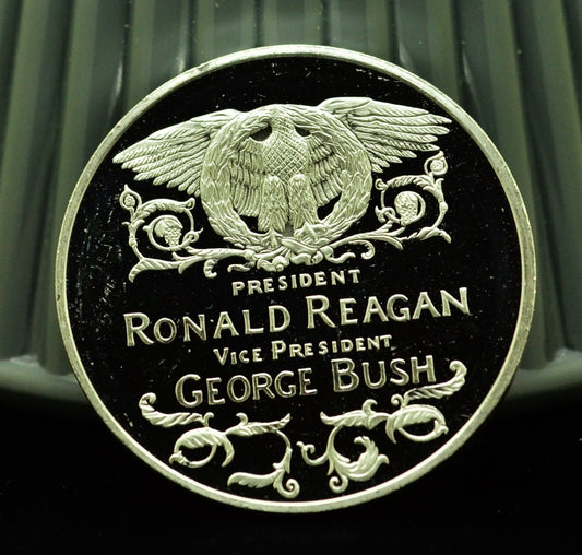1985 Franklin Mint Ronald Reagan Inaugural Medal .999 Silver Art Round 37.8g