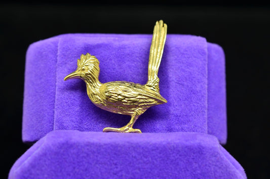 14K Yellow Gold Road Runner Bird Pendant Charm