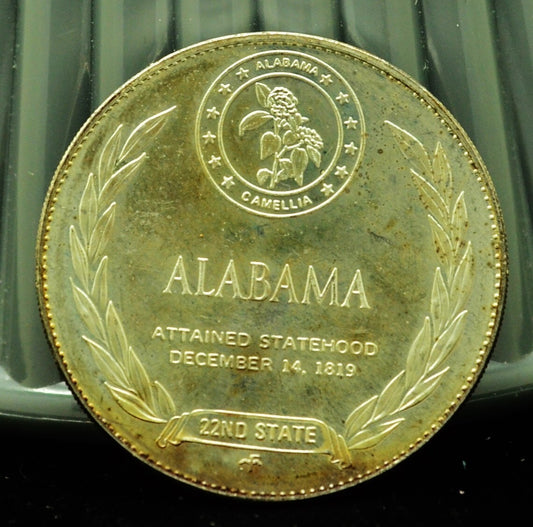 925 Silver Franklin Mint Art Round State of Alabama