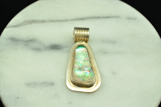 925 Sterling Silver dichroic glass pendant charm
