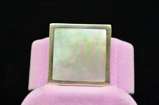 925 Sterling Silver square mother of pearl pendant charm