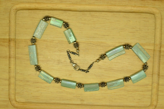 16.5" 925 Sterling Silver unusual beaded chain necklace 25.5g