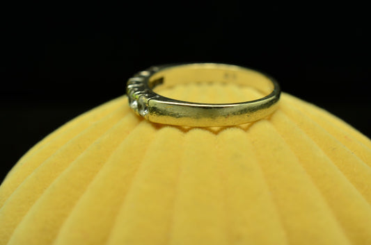 14K White Gold five stone cubic zirconia ring band size 7.25