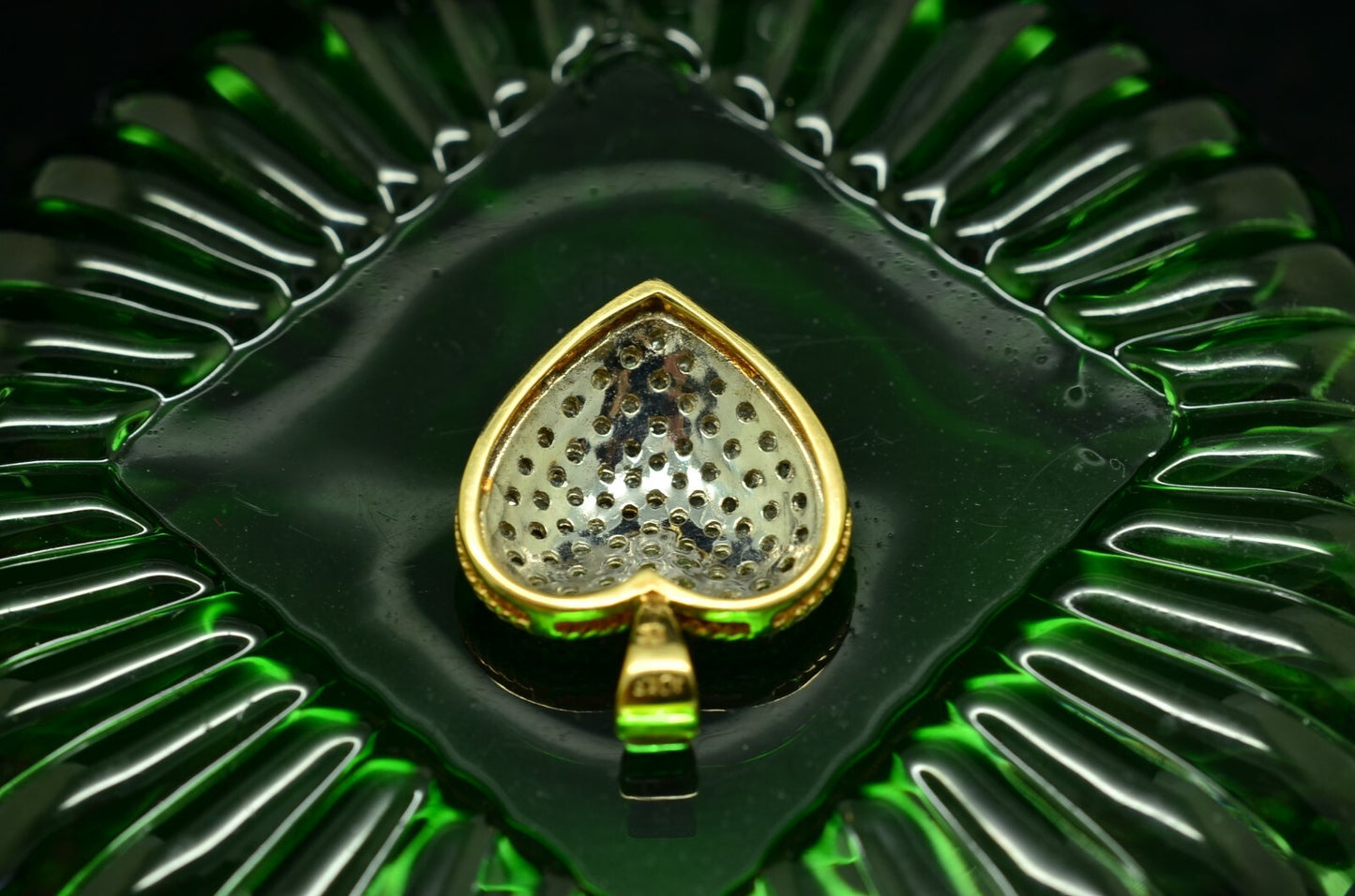 10K Yellow & White Gold two tone pave diamond heart pendant charm 0.68 tcw