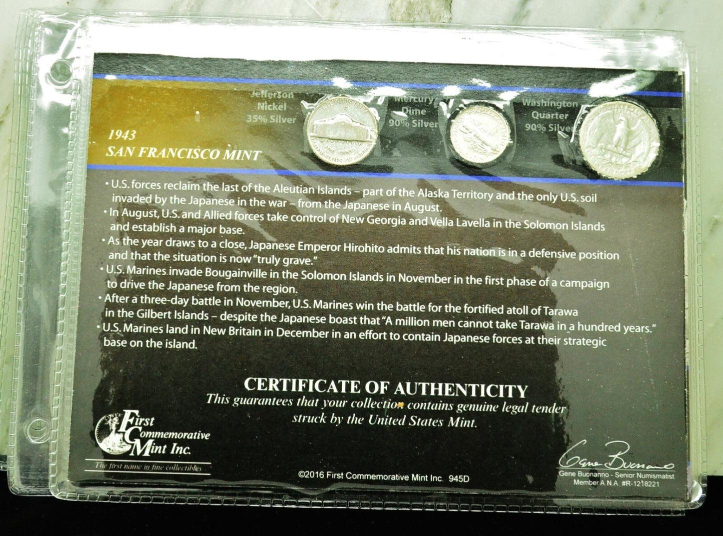 10 Display Pages of Silver Coins of WWII each w/ a Silver Nickel Dime & Quarter