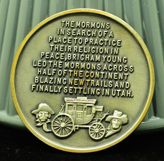 Mormons at Utah Wittnauer Mint High Relief Art Round 92.5% Silver
