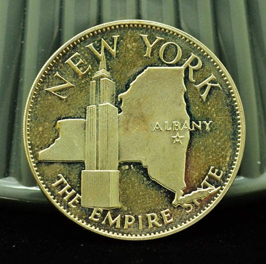 925 Silver Franklin Mint Art Round State of New York