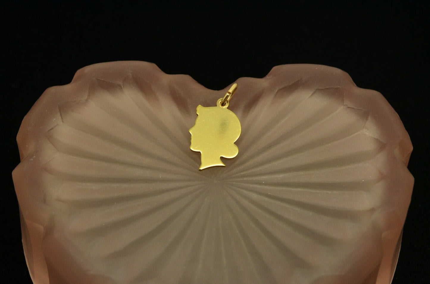 1/20 12K GOLD FILLED LADY PROFILE PENDANT CHARM -SMALL FEMALE WOMAN #D3241