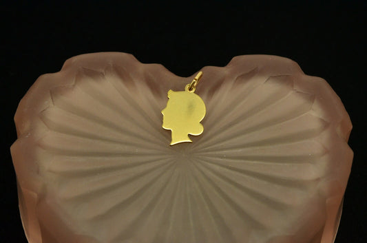 1/20 12K GOLD FILLED LADY PROFILE PENDANT CHARM -SMALL FEMALE WOMAN #D3241