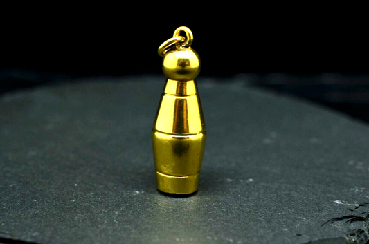 14K Yellow Gold hollow vase / bowling pin / chess pawn pendant charm