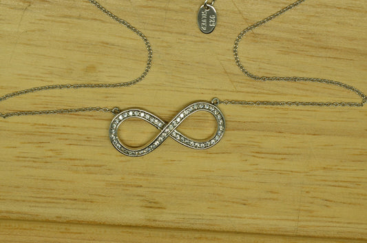 17"-19" 925 Sterling Silver necklace with with pave diamond infinity pendant