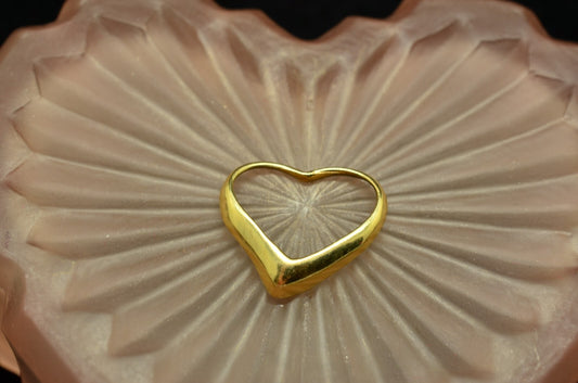 14K Yellow Gold Open Heart Pendant Charm