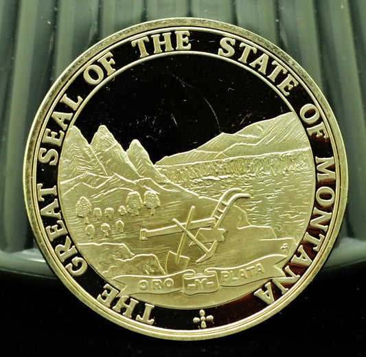 925 Silver Franklin Mint Art Round State of Montana