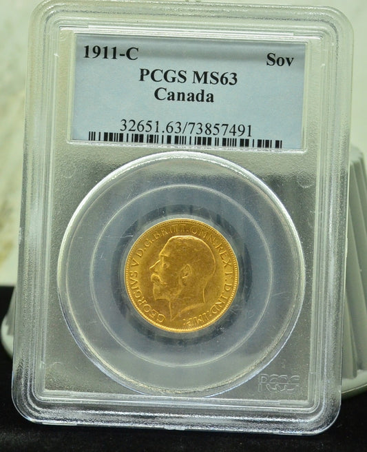 1911-C Canada Gold One Sovereign PCGS MS63