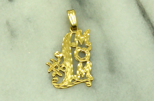 14K Yellow Gold "#1 Mom" pendant charm
