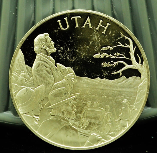 925 Silver Franklin Mint Art Round State of Utah