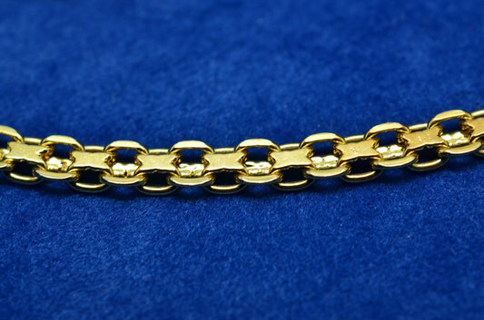 29" Gold plated fancy, flat, hybrid chain necklace  3.6mm