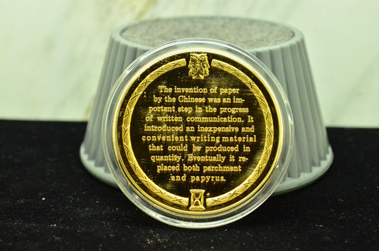 925 Silver Franklin Mint Art Round History Of Mankind Invention Of Paper