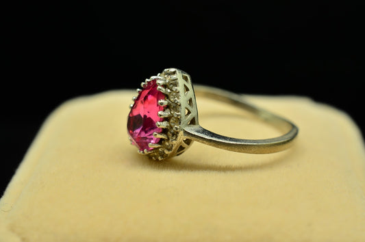 925 Sterling Silver Pear-shaped Cubic Zirconia Ring  Sz 6.75
