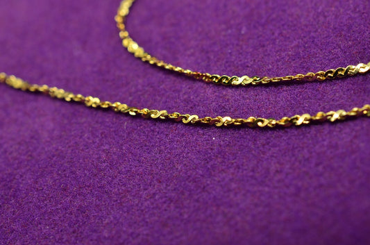 19.5"  Gold plated twisted serpentine chain necklace  .8mm