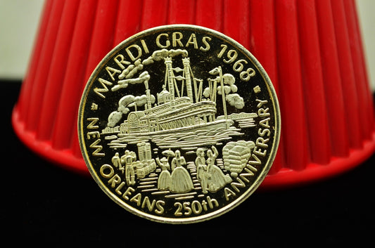 1968 Lyons Carnival Club New Orleans Mardi Gras Art Round .999 Silver