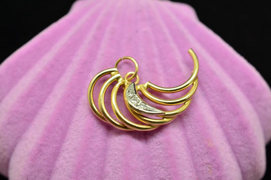 14K Yellow Gold Angel Wing Pendant Charm w/ Diamonds