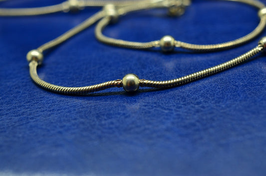 18" Silver Plated Tin Cup Beaded Station snake chain necklace 1.5mm