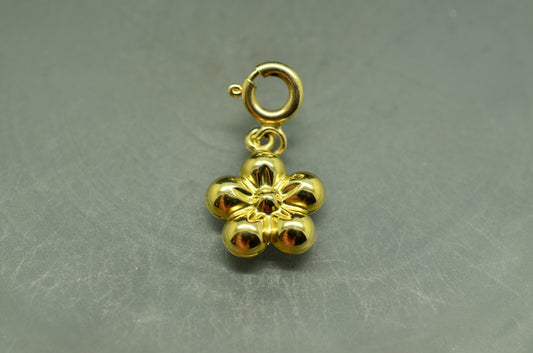14K Yellow Gold Hollow Flower Pendant Charm -tiny and lightweight
