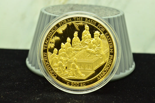 925 Silver Franklin Mint Art Round History Of Mankind Confucius Teachings