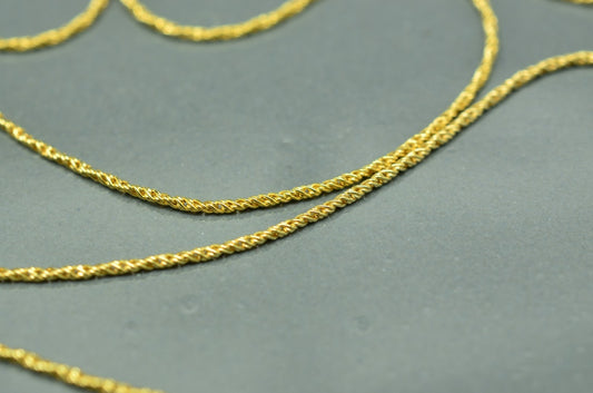 24" 14K Yellow Gold Spiral Rope Chain Necklace 0.8mm 2.8 grams