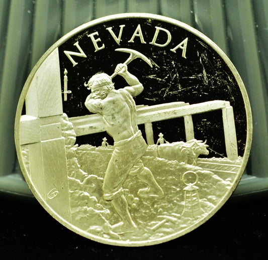 925 Silver Franklin Mint Art Round State of Nevada