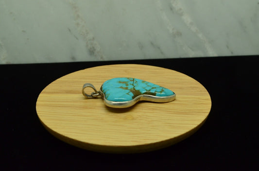 925 Sterling Silver Africa shaped turquoise solitaire pendant charm
