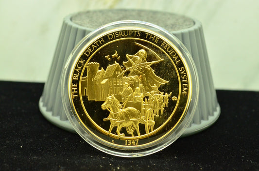 925 Silver Franklin Mint Art Round History Of Mankind The Black Death