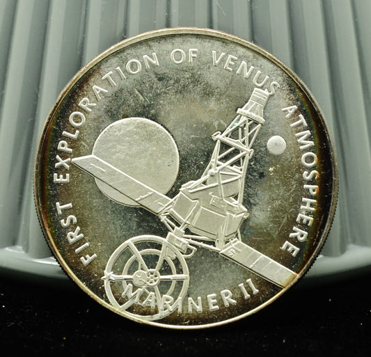 1970 Mariner II Exploration Of Venus Franklin Mint Art Round 92.5% Silver