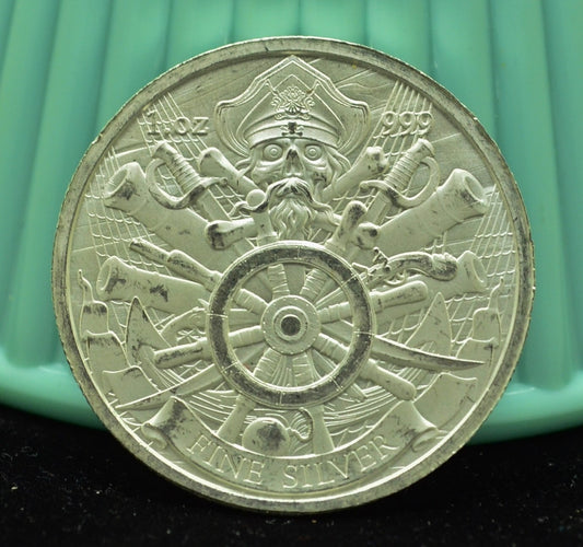 Dead Men Tell No Tails Art Round 39mm -One Troy Oz .999 Silver
